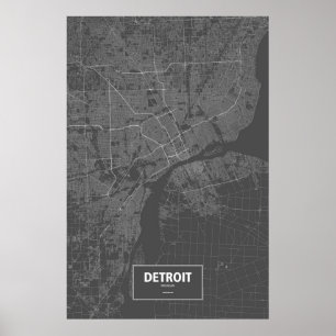Detroit Michigan (vit på svart) Poster