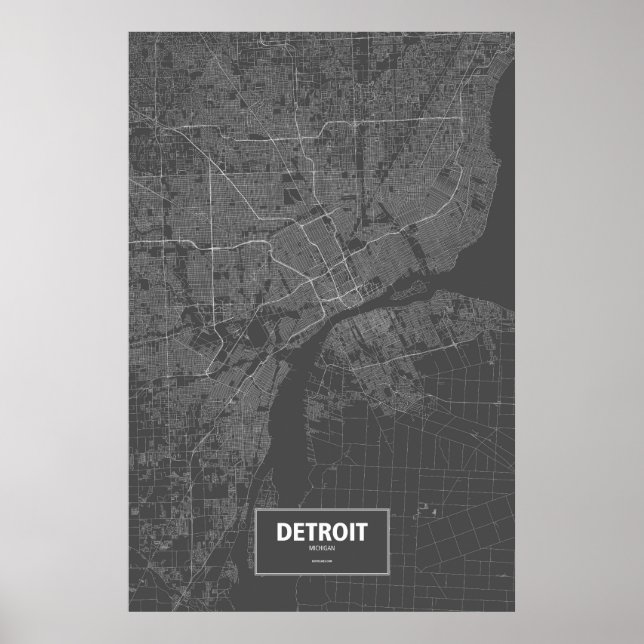 Detroit Michigan (vit på svart) Poster (Framsidan)