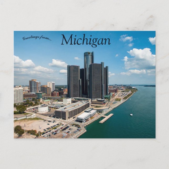 Detroit Michigan Vykort (Framsida)