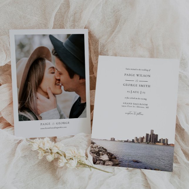 Detroit Michigan Watercolor Wedding bjudande in Inbjudningar (Skapare uppladdad)