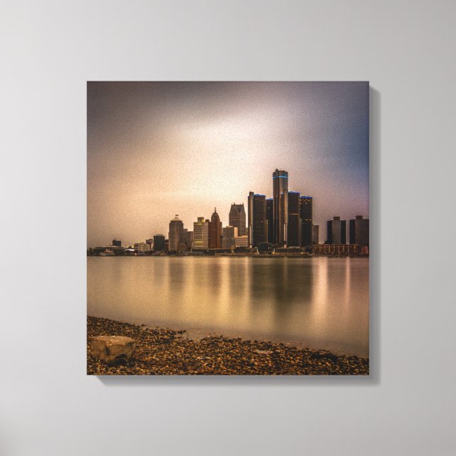 Detroit Michigan Wrapped Canvas Art 16.80 X 17.50 (Framsida)