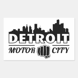 Detroit Motor City Skyline Sticker Rektangulärt Klistermärke