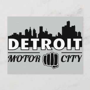 Detroit Motor City Skyline vykort