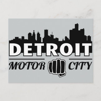 Detroit Motor City Skyline vykort