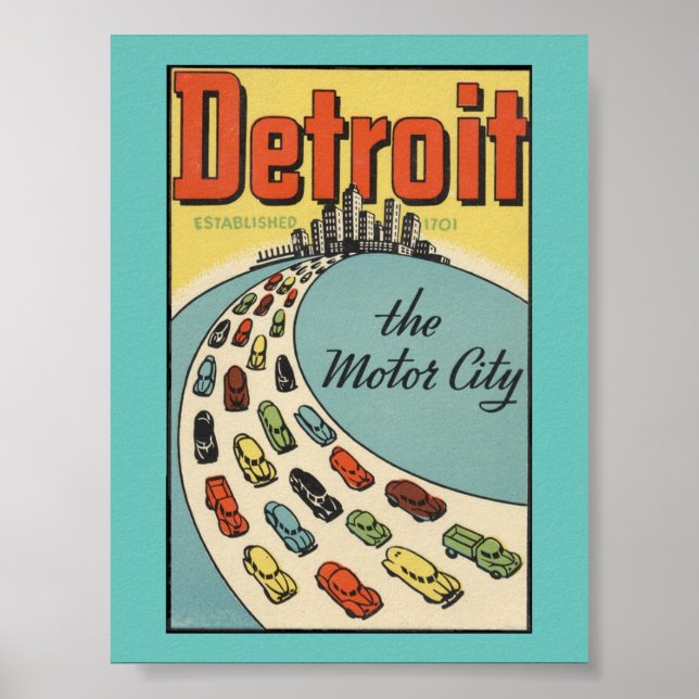 Detroit-motorstad poster (Framsidan)
