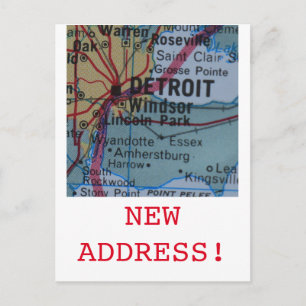Detroit Nytt adress meddelande Vykort
