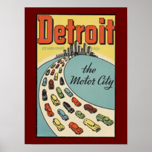 Detroit poster vintage art poster