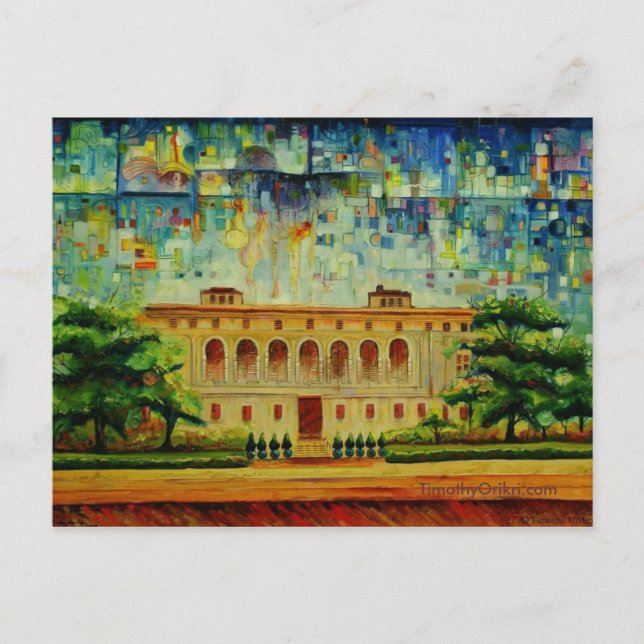 Detroit Public Bibliotek Rendition - vykort (Framsida)