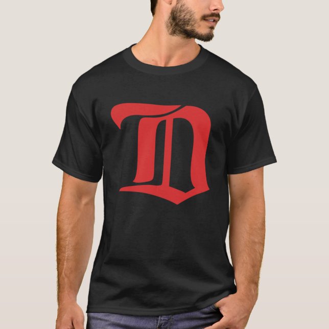 Detroit Red Vingar D Logotyp T Shirt (Framsida)