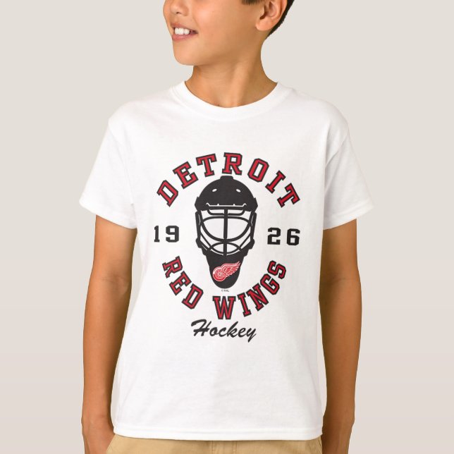 Detroit Red Wings Hockey Mask Gray Officially Lice T Shirt (Framsida)