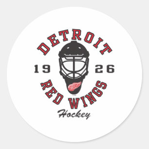 Detroit Red Wings Hockeymask grå officiellt licens Runt Klistermärke