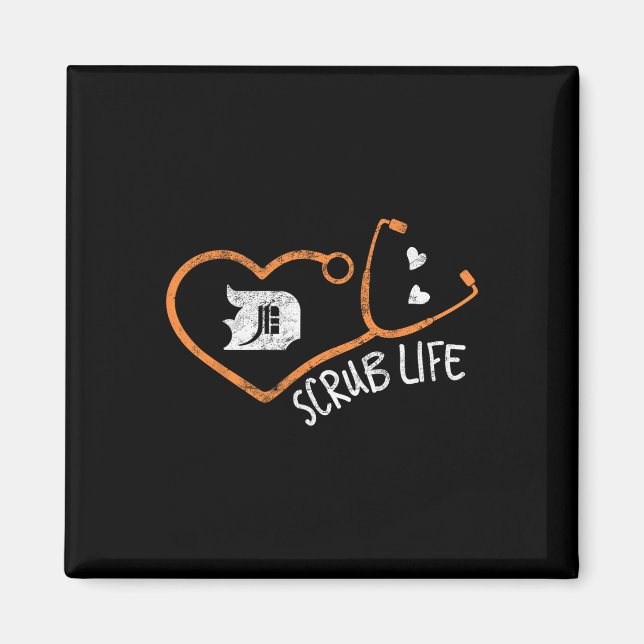 Detroit SCrub Life Michigan Nurse Shirt Medical Te Magnet (Framsidan)