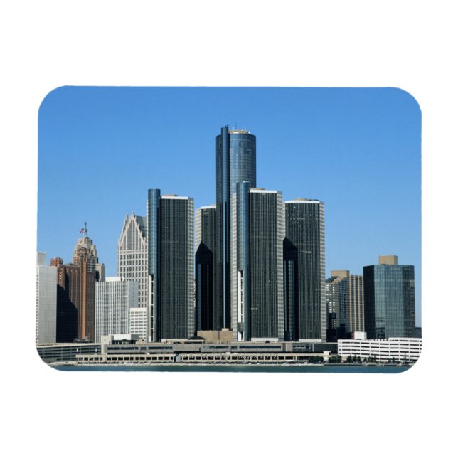 Detroit Skyline 4 Magnet (Horisontell)