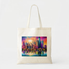 Detroit Skyline Abstrakt Art Tygkasse