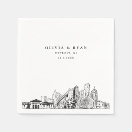Detroit Skyline Bröllop Papper Cocktail Napkin Pappersservett