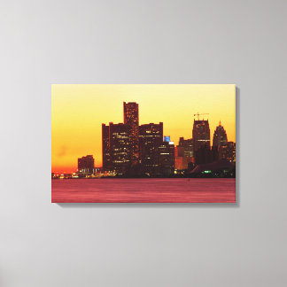 Detroit skyline i färgat solnedgång canvastryck