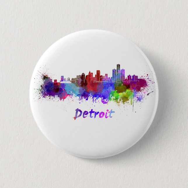Detroit skyline in watercolor knapp (Framsida)
