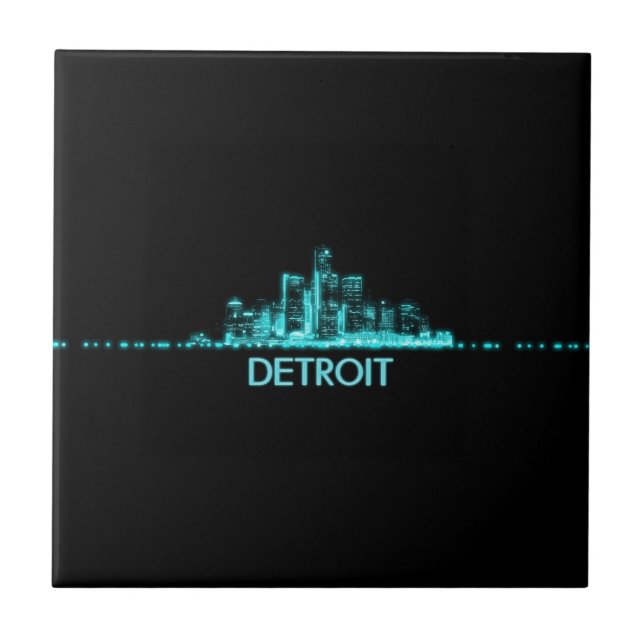 Detroit Skyline Kakelplatta (Framsidan)