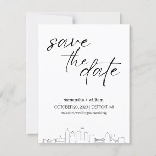 Detroit Skyline MINIMALIST Rädda Datum Inbjudningar
