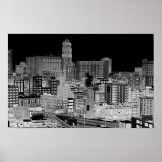 Detroit Skyline Negativ Poster