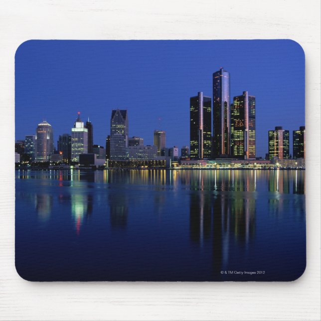 Detroit Skyline på natten Musmatta (Framsidan)