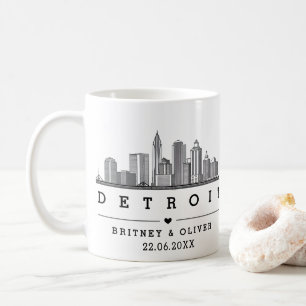 DETROIT Skyline - Personligt bröllp favör Kaffemugg