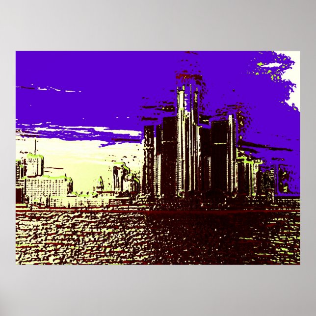Detroit Skyline Poster (Framsidan)