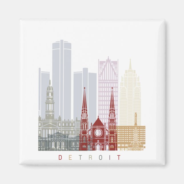 Detroit skyline poster magnet (Framsidan)