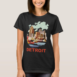 Detroit Skyline River, Industriel Retro, Resa T Shirt