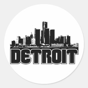 Detroit Skyline Runt Klistermärke