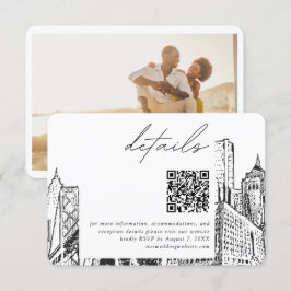 Detroit Skyline Small Bröllop OSA QR-kod Tilläggskort
