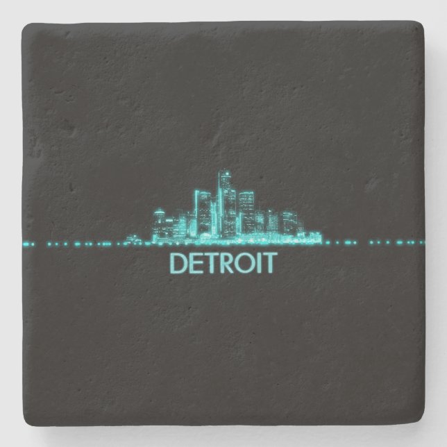 Detroit Skyline Stenunderlägg (Framsidan)