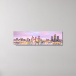 Detroit Skyline Sunset View from Windsor Canvas
