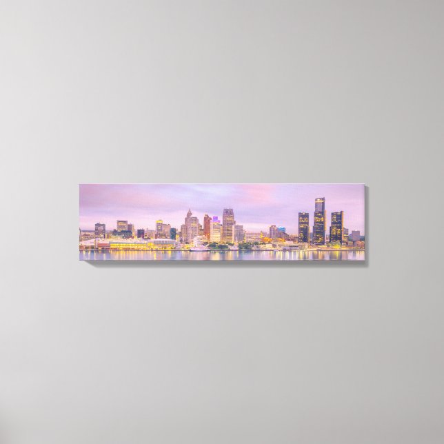 Detroit Skyline Sunset View from Windsor Canvas (Framsida)