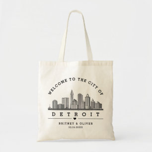 DETROIT Skyline Tote Bag - Personligt bröllp-förmå Tygkasse