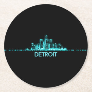Detroit Skyline Underlägg Papper Rund
