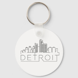 Detroit Stylized Skyline Nyckelring