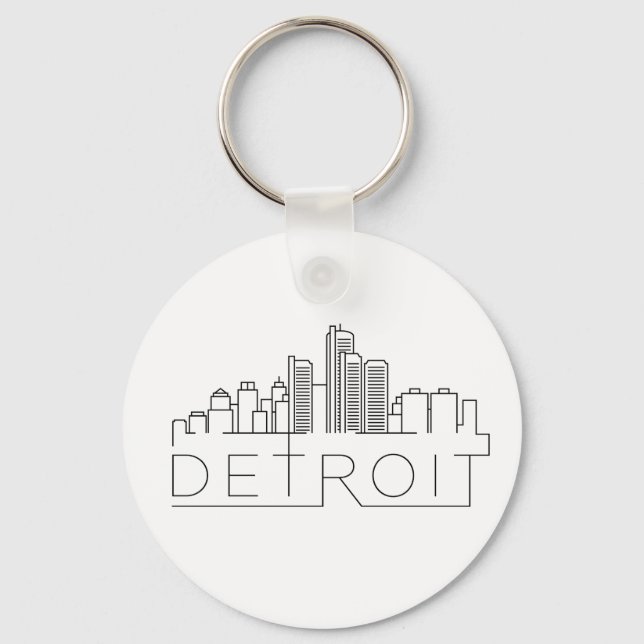 Detroit Stylized Skyline Nyckelring (Framsida)