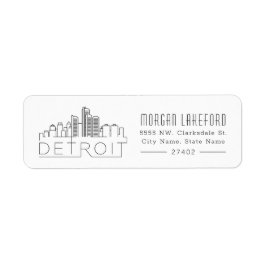 Detroit Stylized Skyline | Returadress Etikett