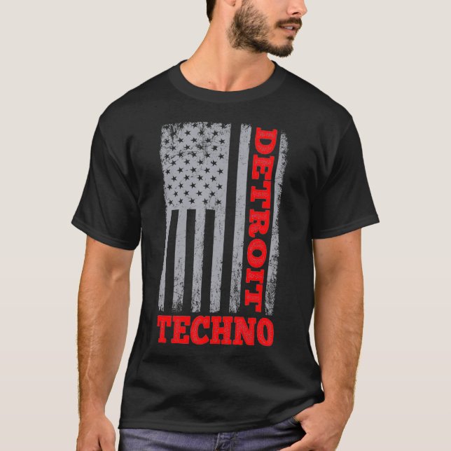Detroit Techno House Music Festival Tech Life T Shirt (Framsida)