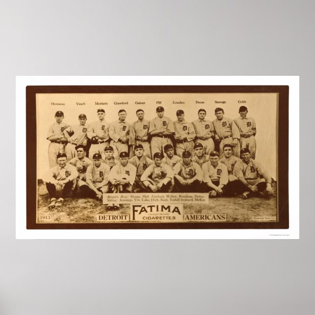 Detroit Tigers Baseball 1913 Poster (Framsidan)