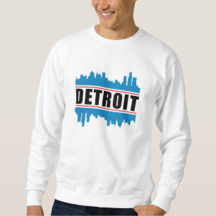 Detroit USA City Cityscape Skyline Funny Gift Idea Lång Ärmad Tröja