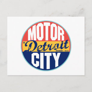 Detroit Vintage Label Vykort