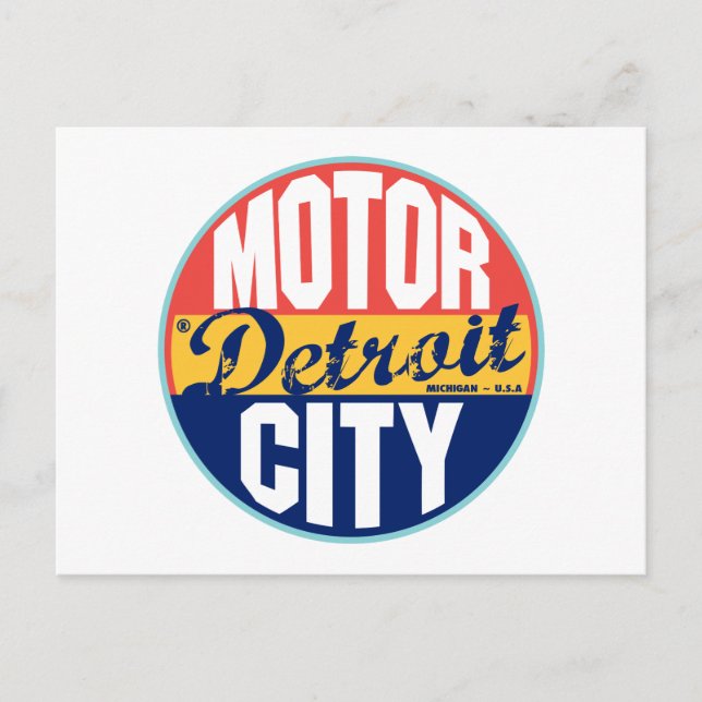 Detroit Vintage Label Vykort (Framsida)