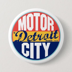 Detroit vintageetikett knapp
