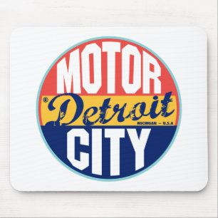 Detroit vintageetikett musmatta