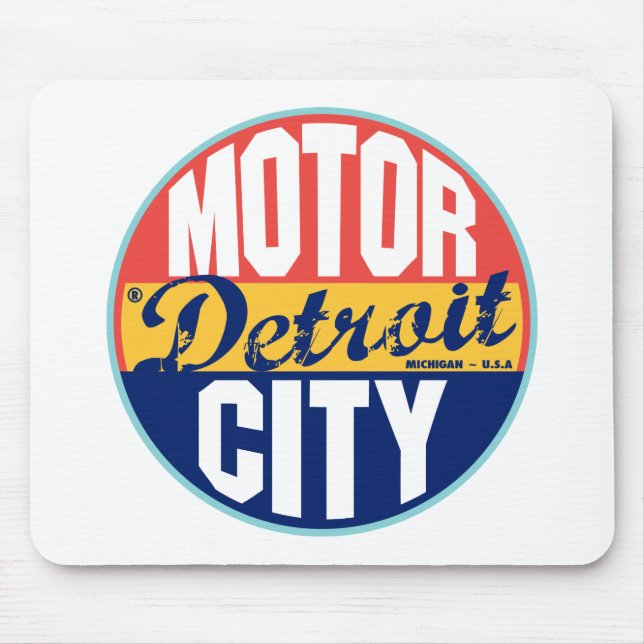 Detroit vintageetikett musmatta (Framsidan)