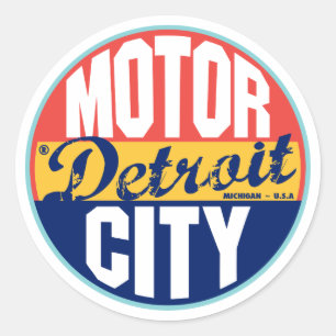 Detroit vintageetikett runt klistermärke