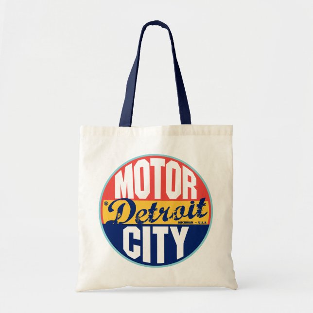 Detroit vintageetikett tygkasse (Framsidan)