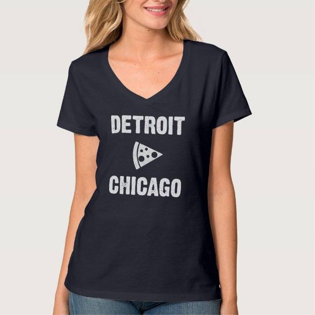 Detroit vs Chicago Pizza T Shirt (Framsida)
